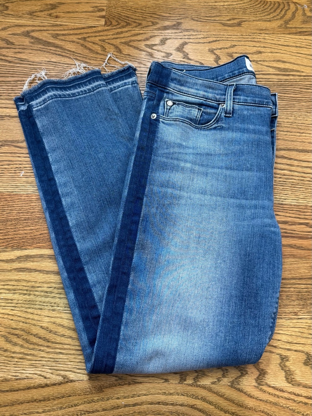 Hudson Jeans Mid-Blue Ankle Crop with Dark Side Stripe